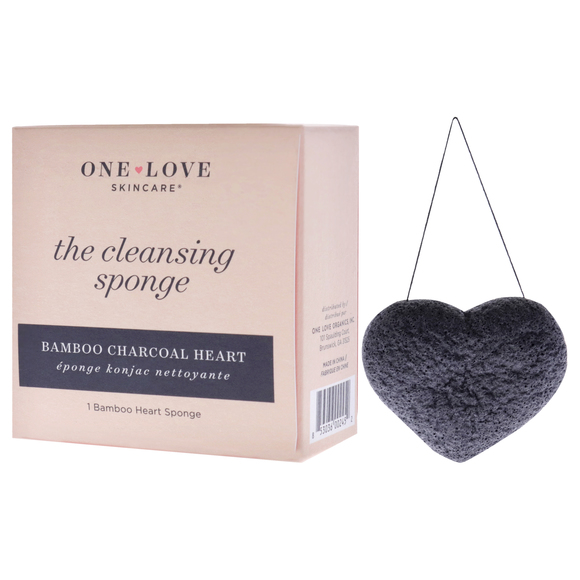 One Love Organics The Cleansing Sponge Bamboo Charcoal Heart by One Love 1 Pc - Picture 4 of 5